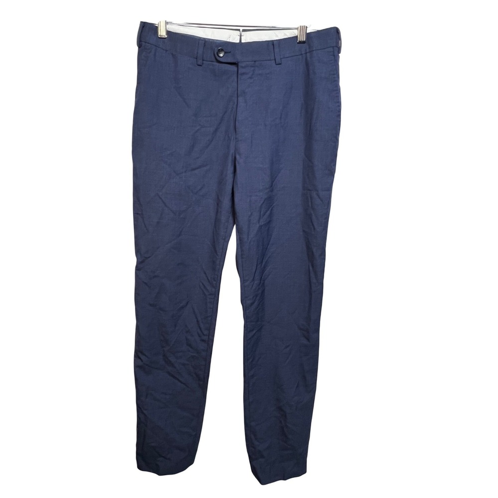 Suitsupply Mens Blue Vitale Barberis Canonico Super 120s Wool Trousers 32x29